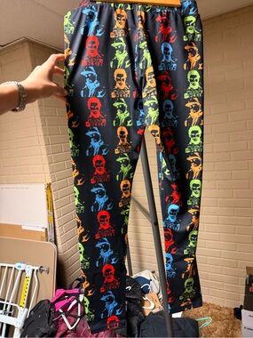 Asaali Women’s Black Pop-Art Print Leggings with Multicolor Graphic